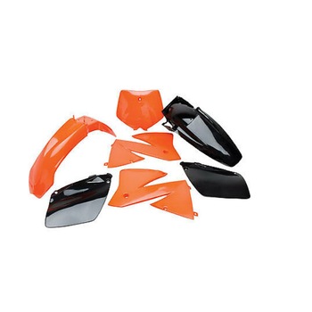 Kit de plastice MX Polisport pentru KTM SX 2001-2002, Orange/Negru Kit de plastice MX Polisport pentru KTM SX 2001-2002, Orange/Negru
