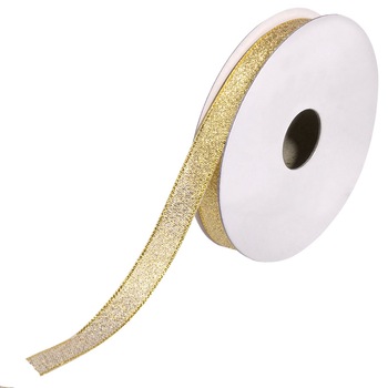 Rola cu panglica decorativa aurie de Craciun, DecorCasa, 9 mm x 5 m Rola cu panglica decorativa aurie de Craciun, DecorCasa, 9 mm x 5 m