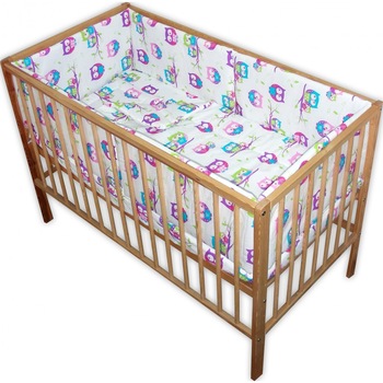 Lenjerie patut cu 5 piese Pink Owls Lenjerie patut cu 5 piese Pink Owls