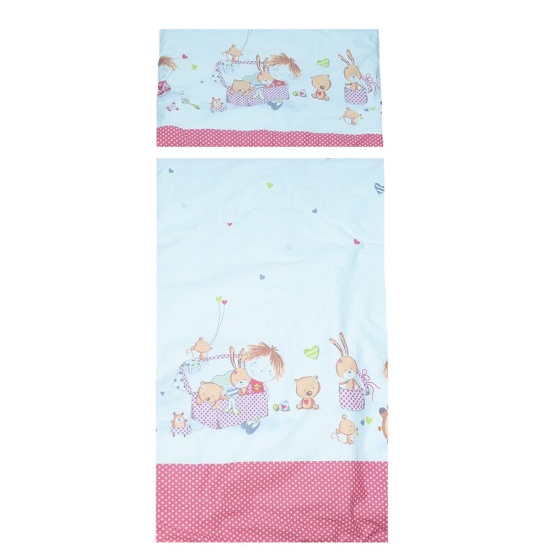 Set lenjerie de pat 5 piese 100 x 135 cm pentru bebelusi Blanca F96, Multicolor