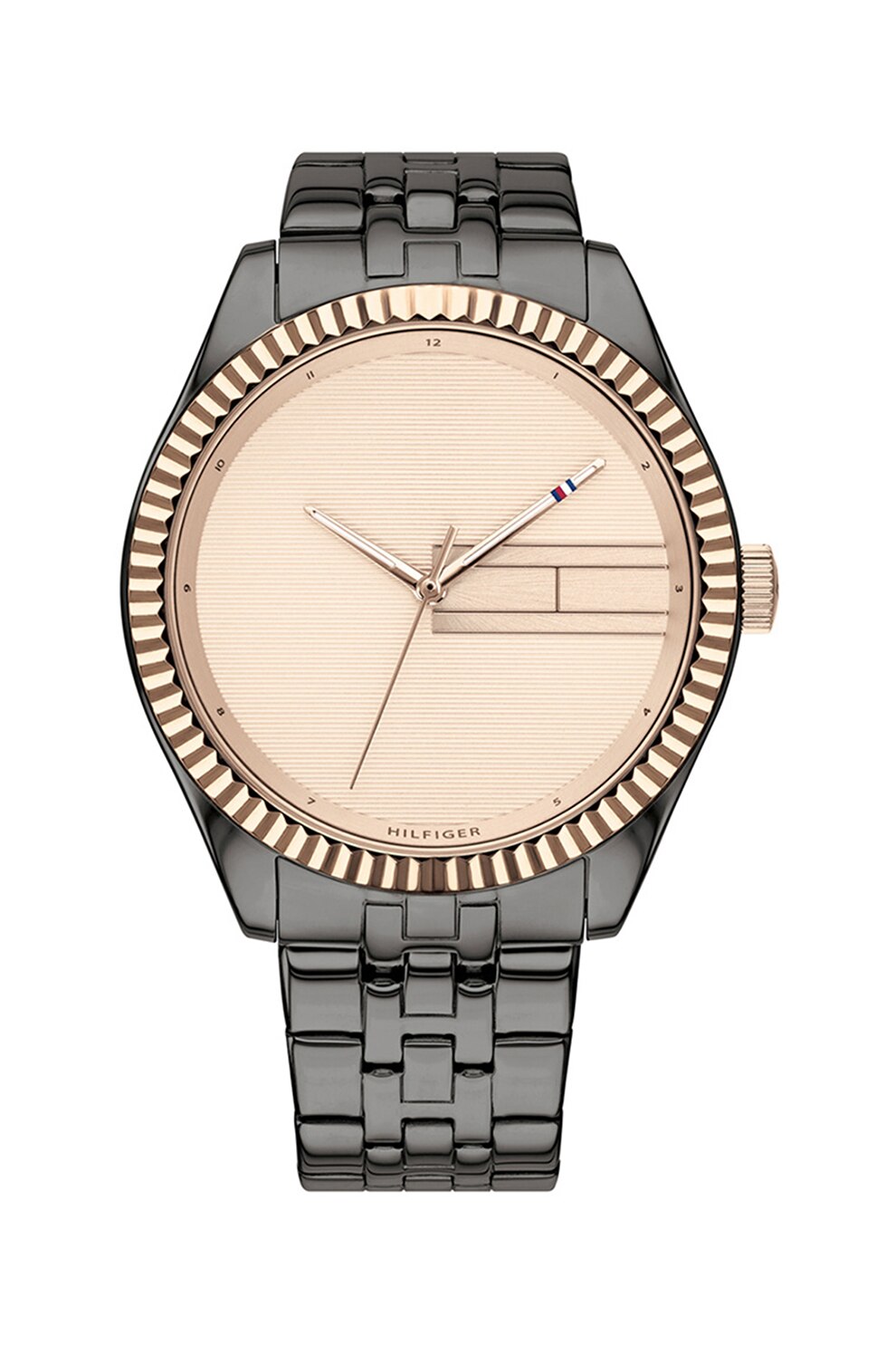 Tommy Hilfiger, Ceas rotund cu bratara metalica, Gri antracit