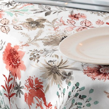 Fata de masa impermeabila, Casa de bumbac, Adele, 100x140 cm, floral, rosu Fata de masa impermeabila, Casa de bumbac, Adele, 100x140 cm, floral, rosu