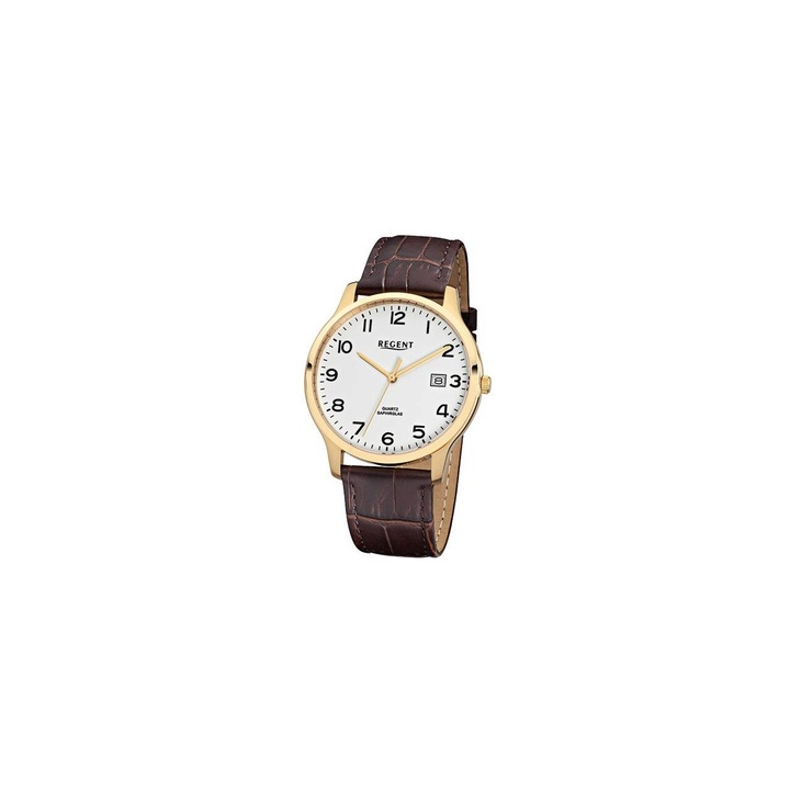 Ceas barbatesc Regent F-1026, Quartz, 39mm, 5ATM, Auriu