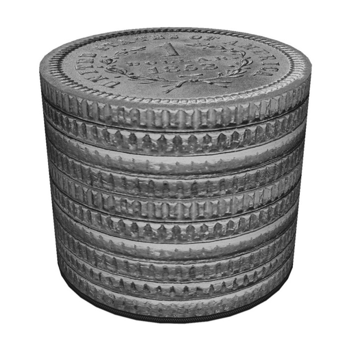 Puff zsámoly, Bertoni, Monede, dekoratív modell, 40x40x40 cm, kerek