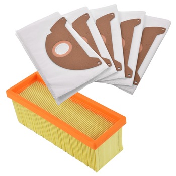 Saci sintetic 5 buc si Filtru pentru aspiratoarele KARCHER 2501 2601 SE3001 SE5.100 Saci sintetic 5 buc si Filtru pentru aspiratoarele KARCHER 2501 2601 SE3001 SE5.100