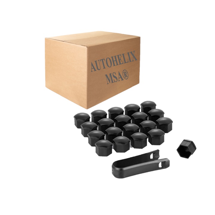 Capace prezoane, pe 17 mm, inclus cheie de scos capacele, set 20 buc negre