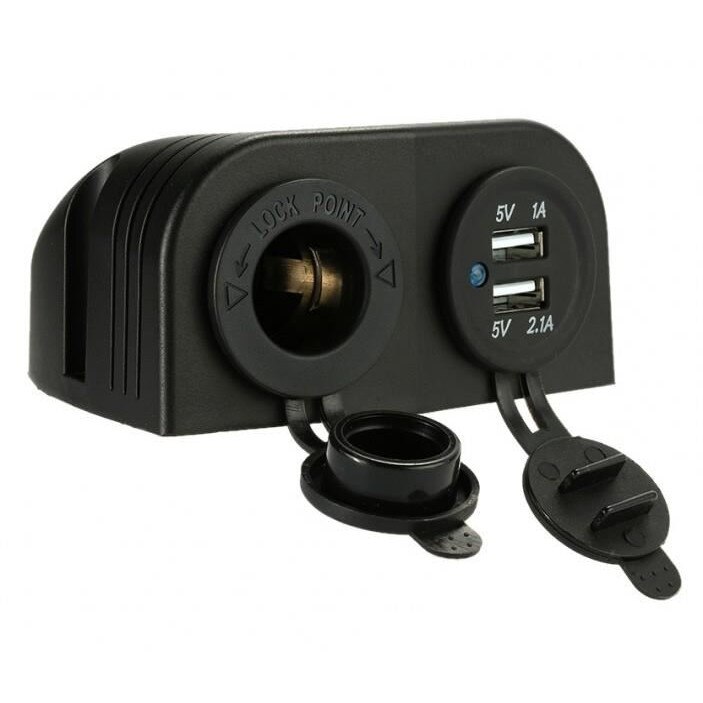 Priza bricheta cu 2 USB, 1A+2.1A, cu capace 12/24V Cyrus 42561 CarCo