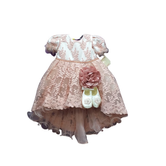 Rochita cu trena din dantela 0-3 luni