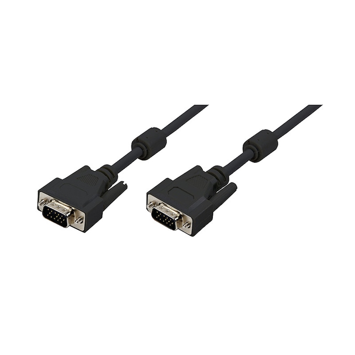 Удължителен VGA кабел HOPE R, 2 x D-SUB мъжки, Черен, 1,5 м
