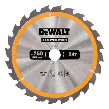 Panza de fierastrau circular 24 dinti Dewalt CONSTRUCTION 250x30 Panza de fierastrau circular 24 dinti Dewalt CONSTRUCTION 250x30