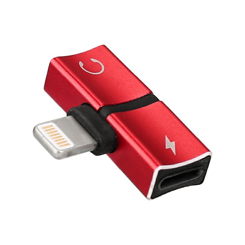 Adaptor 2in1 iPhone, iPad, Lightning, high quality Bibilel casti si charger, Splitter, Rosu, BBL1055
