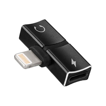 Adaptor 2in1 iPhone, iPad, Lightning, high quality Bibilel casti si charger, Splitter, Negru, BBL1057 Adaptor 2in1 iPhone, iPad, Lightning, high quality Bibilel casti si charger, Splitter, Negru, BBL1057