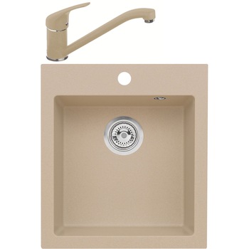 Pachet chiuveta algranit Alveus Boogie 20 A55 + baterie Alveus GM 210, material compozit, 450 x 500 mm, Adancime cuva 160 mm, Beige Pachet chiuveta algranit Alveus Boogie 20 A55 + baterie Alveus GM 210, material compozit, 450 x 500 mm, Adancime cuva 160 mm, Beige