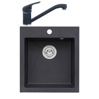Pachet chiuveta algranit Alveus Boogie 20 A91 + baterie Alveus GM 210, material compozit, 450 x 500 mm, adancime cuva 160 mm, Negru Pachet chiuveta algranit Alveus Boogie 20 A91 + baterie Alveus GM 210, material compozit, 450 x 500 mm, adancime cuva 160 mm, Negru