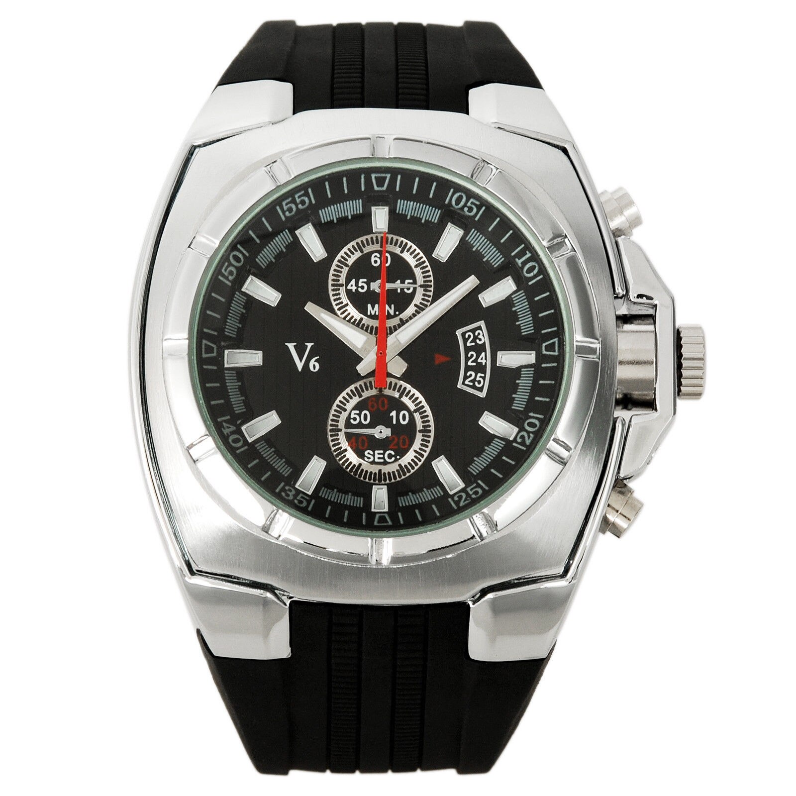 Ceas barbatesc PREMIUM casual, elegant Quartz Super Speed Q111 silver, curea silicon, afisaj analog