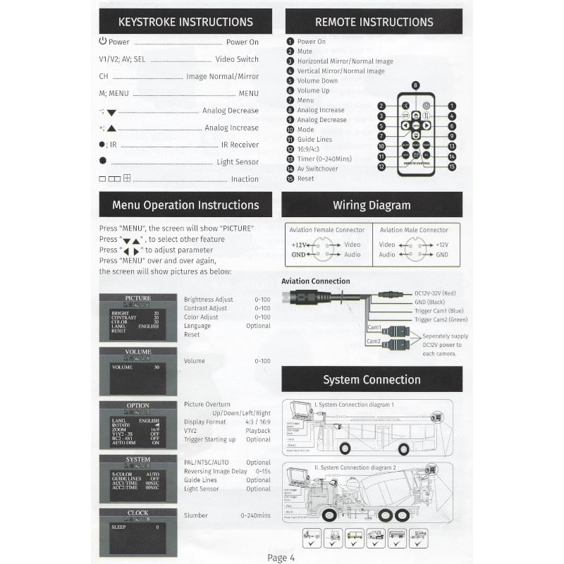Kit camera mers inapoi cu monitor 7", cablu 20m, 12 24V, CA9770 247