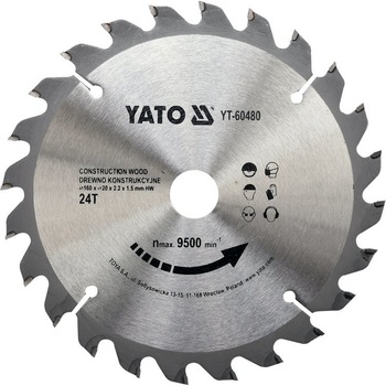 Disc circular lemn, 160 x 20 x 2.2 mm, 24 Yato YT-60480 Disc circular lemn, 160 x 20 x 2.2 mm, 24 Yato YT-60480