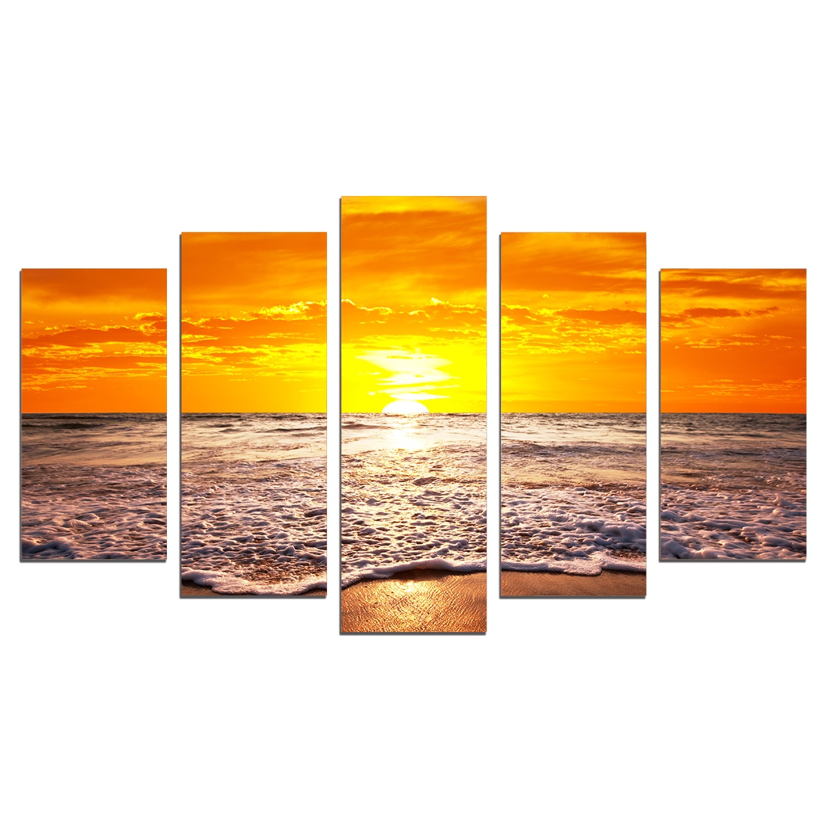 Set Tablouri Multicanvas 5 Piese, Apus de soare frumos, 158х90 cm