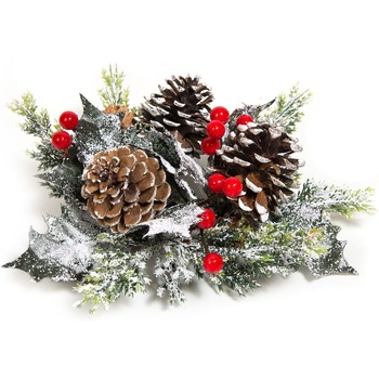 Decoratiune lumanari Craciun cu zapada artificiala si conuri de brad, DecorCasa, 15 cm Decoratiune lumanari Craciun cu zapada artificiala si conuri de brad, DecorCasa, 15 cm