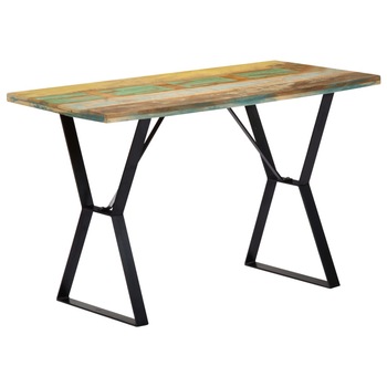 Masa de bucatarie, vidaXL, Lemn reciclat, cadru otel, 120 x 60 x 76 cm, Multicolor Masa de bucatarie, vidaXL, Lemn reciclat, cadru otel, 120 x 60 x 76 cm, Multicolor
