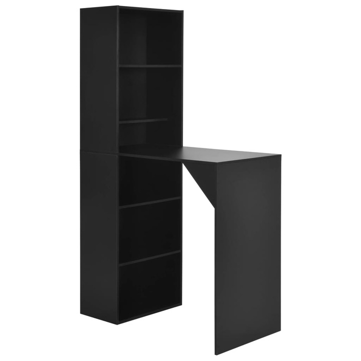 Бар маса с шкаф vidaXL, ПДЧ, черна, 115х59х200 см