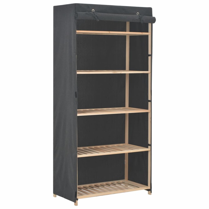 Dulap tip sifonier compartimentat, vidaXL, Gri inchis, Tapiterie textila si cadru lemn, 79 x 40 x 170 cm