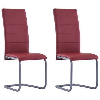 Set de 2 scaune de bucatarie, cadru otel si tapiterie textila, vidaXL, Rosu, 41 x 52,5 x 102,5 cm