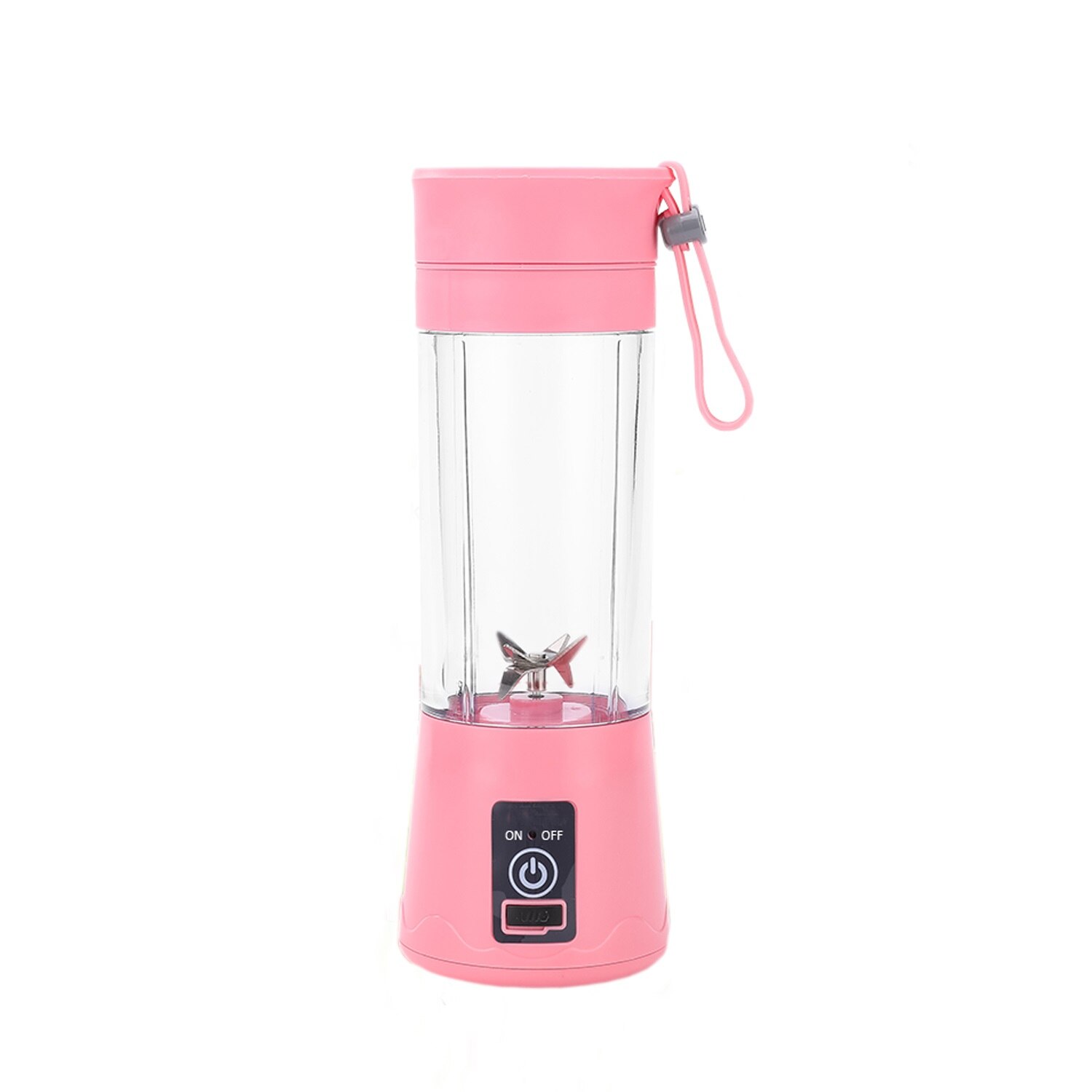Mini blender portabil RHJ, Incarcare USB, 6 lame, Multifunctional, 380 ml, Roz