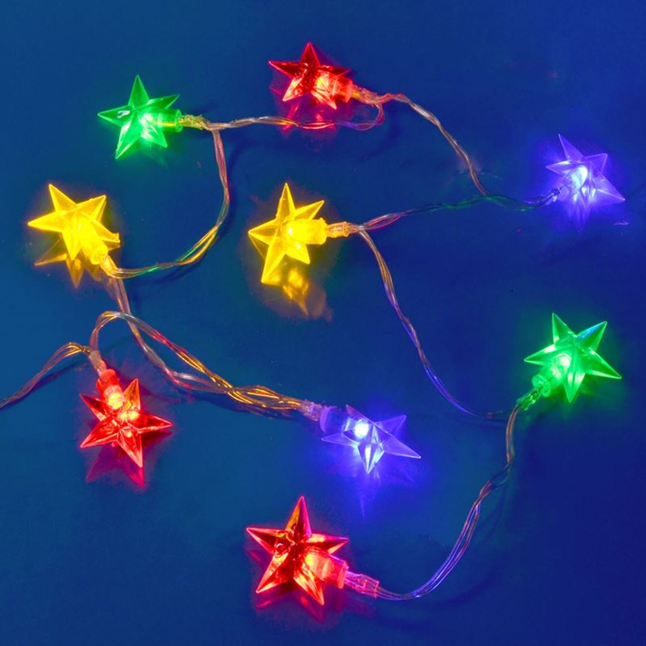 Instalatie Craciun cu 15 leduri colorate in forma de stele, DecorCasa, 1.7 m