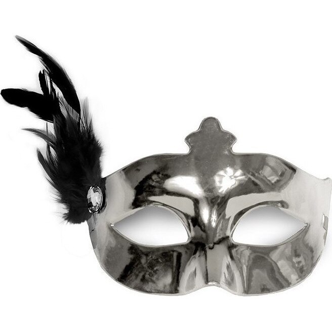 Masca Venetiana Argintie Cu Pana