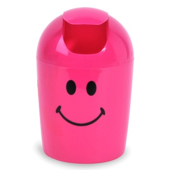 Cos de gunoi SMILEY, iMKⓇ Design modern, 1.2lt ,Pentru birou, 19x12 cm, ROZ, VD Cos de gunoi SMILEY, iMKⓇ Design modern, 1.2lt ,Pentru birou, 19x12 cm, ROZ, VD
