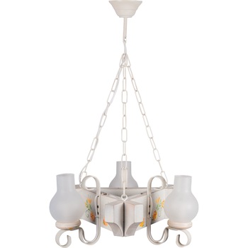 Lustra Davos cu model floral 3xE14, Erste, Alb, 100 cm Lustra Davos cu model floral 3xE14, Erste, Alb, 100 cm