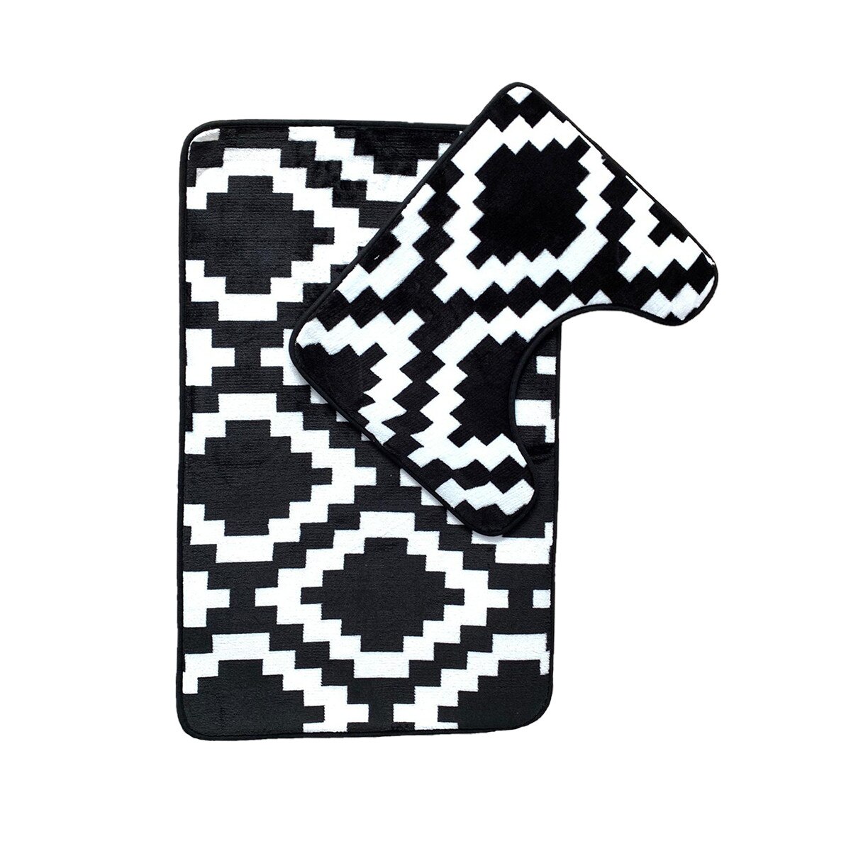 Set 2 covorase baie din spuma cu memorie 50x80 Artizan Alb - Negru