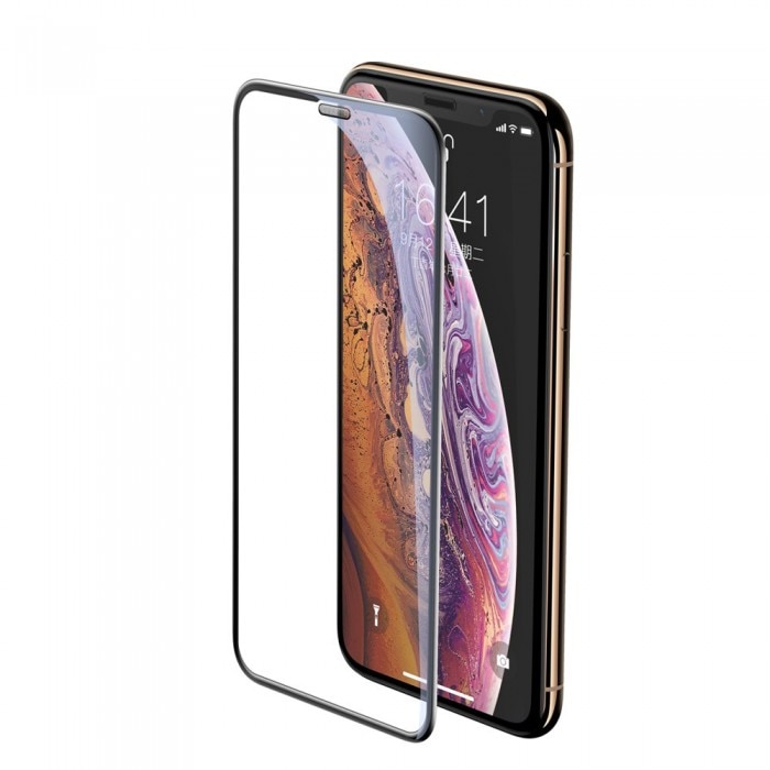 Folie Sticla Baseus, Tempered Glass 9H, iPhone XS, Speaker Dust Protector, Negru
