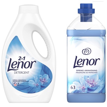 Pachet Promo: Detergent lichid Lenor Spring Awakening 40 spalari + Balsam Lenor Spring Awakening 63 Spalari Pachet Promo: Detergent lichid Lenor Spring Awakening 40 spalari + Balsam Lenor Spring Awakening 63 Spalari