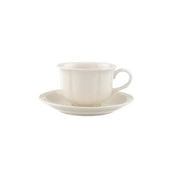 Ceasca cafea cu farfurie Villeroy&Boch Manoir, portelan premium, alb Ceasca cafea cu farfurie Villeroy&Boch Manoir, portelan premium, alb