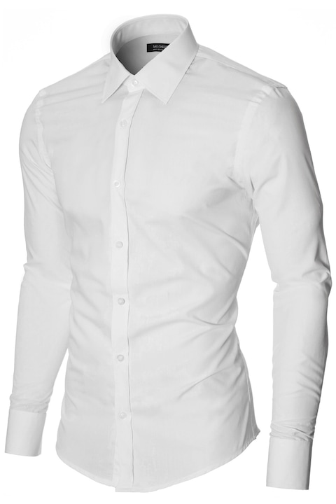 Вталена мъжка риза (MOD1426LS), Бяла, размер L