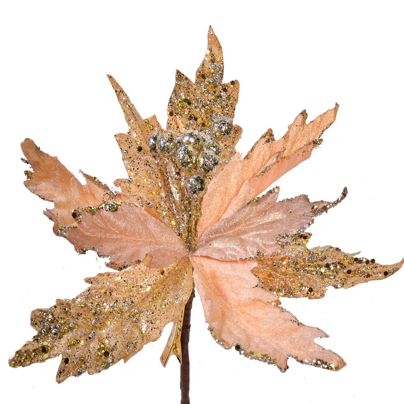 Floare de Craciunita de culoare roz cu sclipici , 25.9 cm