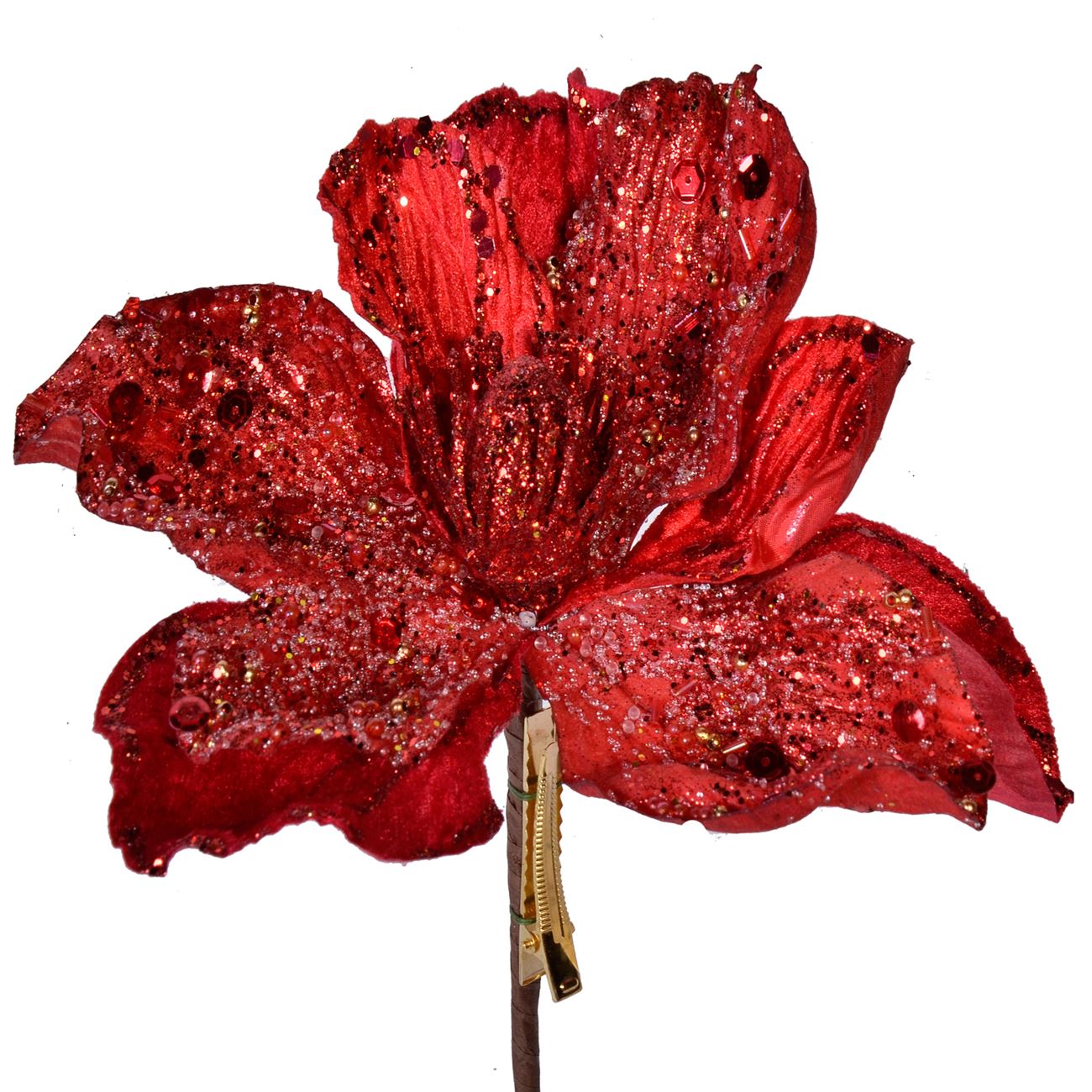 Magnolie lucioasa rosie de Craciun, DecorCasa, 25 cm