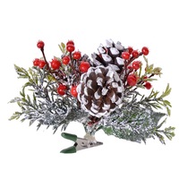 Decoratiune Craciun cu merisoare rosii si conuri de brad, DecorCasa, 10 cm