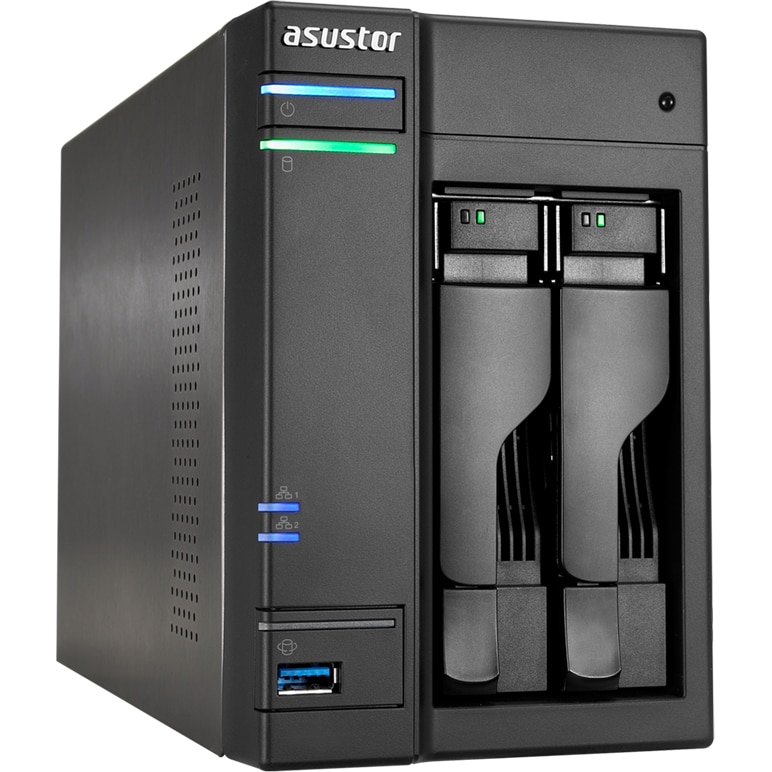 Network Attached Storage Asustor (AS6302T), Intel Apollo Lake Dual-Core, 2 GB DDR3L, HDMI 2.0, GbE x 2, USB 3.1 Gen-1 x 4, Wake on WAN, 2 Bay Tower NAS