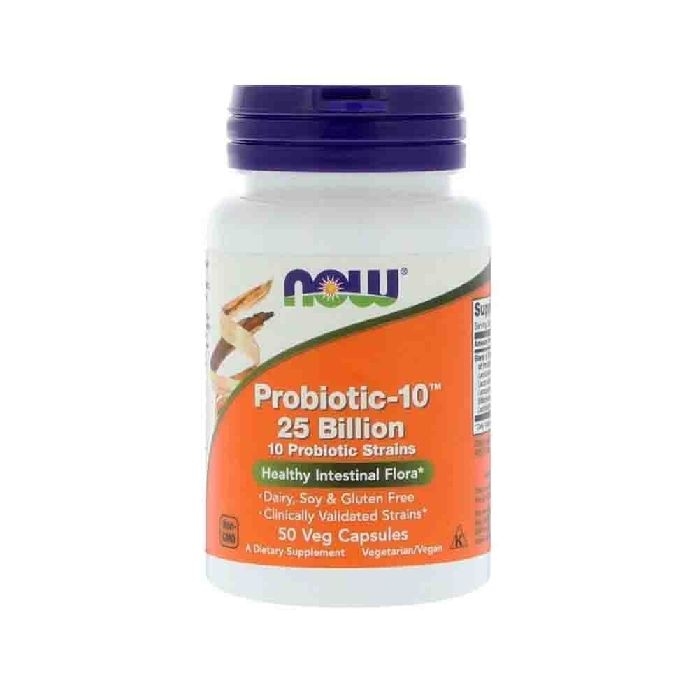 Capsule pentru sanatatea digestiva, Probiotic-10 25 Billion, Now Foods, 50 vcaps Fara aroma