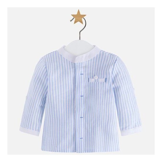 Camasa bebe baiat imprimeu in dungi, Mayoral, alb-bleu