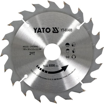 Disc circular pentru lemn 190 x 30 x 3.2 mm Yato YT-60488 Disc circular pentru lemn 190 x 30 x 3.2 mm Yato YT-60488