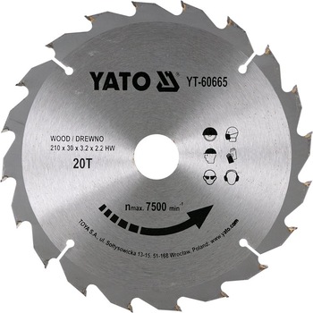 Disc circular lemn 210 x 30 x 3.2 mm 20 dinti Yato YT-60665 Disc circular lemn 210 x 30 x 3.2 mm 20 dinti Yato YT-60665