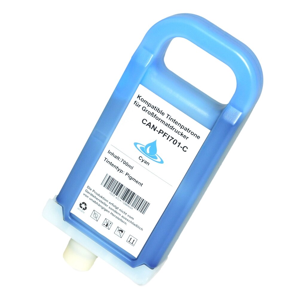 Cartus PFI 701XL Cyano 700 Ml Compatibil Canon iPF 8000 / iPF 8000S / iPF 8100 / iPF 9000 / iPF 9000S / iPF 9100