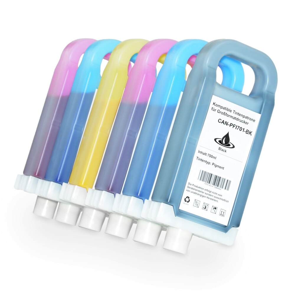 Set 6 Cartuse PFI 701BK/C/M/Y/LC/LM XL 700 Ml Compatibile Canon iPF 8000 / iPF 8000S / iPF 8100 / iPF 9000 / iPF 9000S / iPF 9100