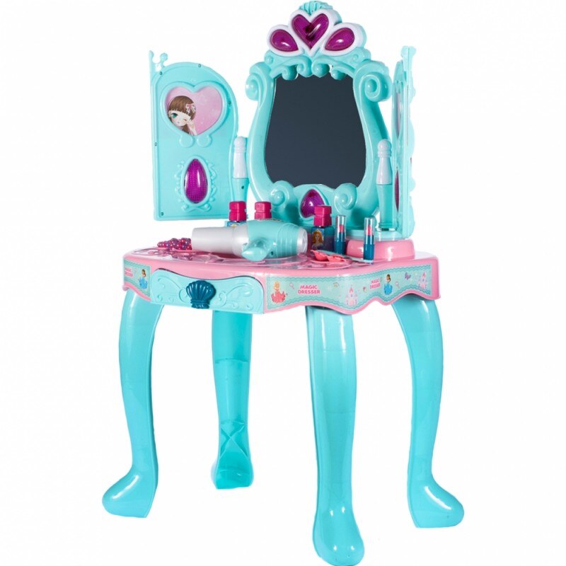 Masuta de machiaj Malplay, pentru fete cu sunete si lumini si set complet de accesorii