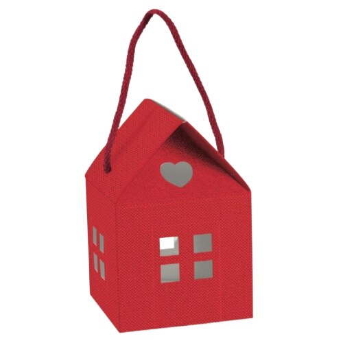 Cutie casuta cu snur mica Lino Rosso 100*100*100mm RiBOX