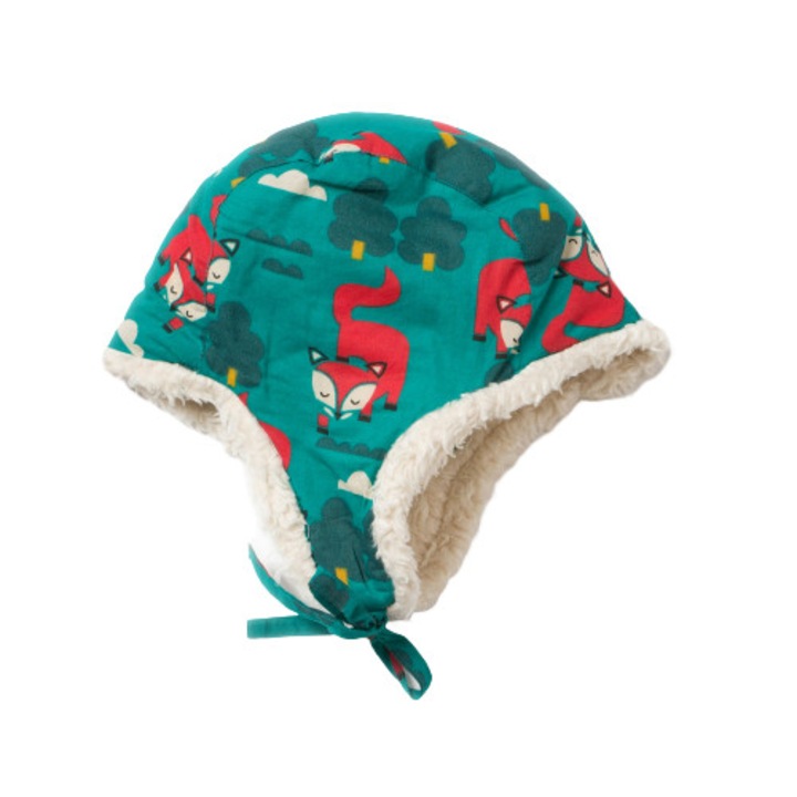 Пухкава шапка "Северни лисици", органичен памук, многоцветна, за деца 3-5 години